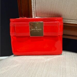 Kate Spade Red patent leather pouch- preloved